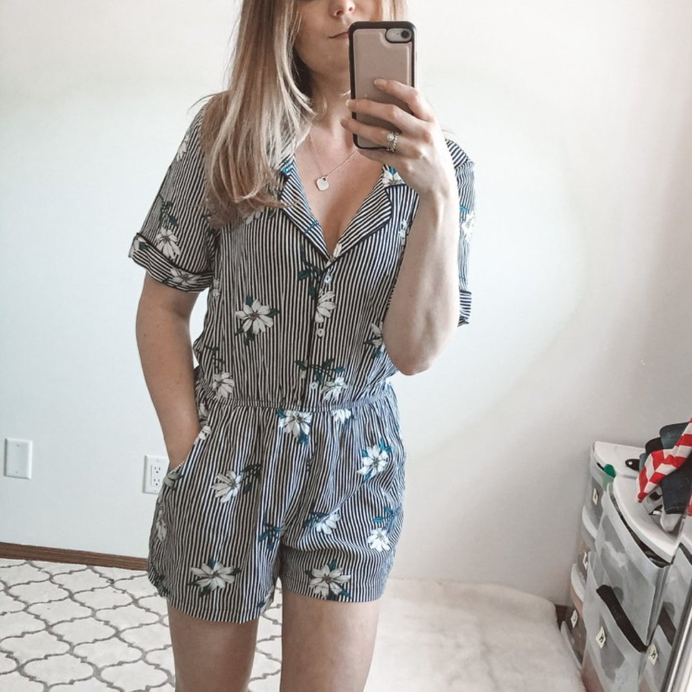 One Clothing Los Angeles Striped Floral Romper